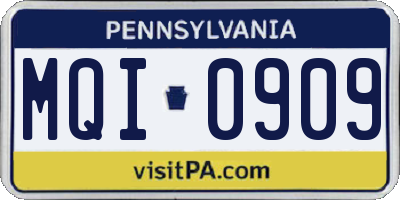 PA license plate MQI0909