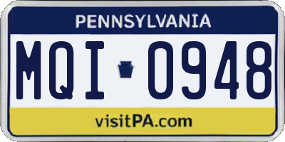 PA license plate MQI0948