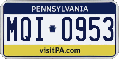 PA license plate MQI0953