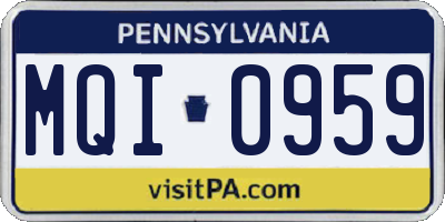 PA license plate MQI0959