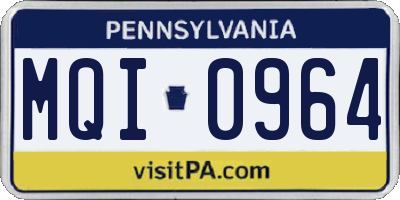 PA license plate MQI0964