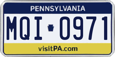 PA license plate MQI0971
