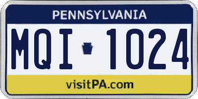 PA license plate MQI1024