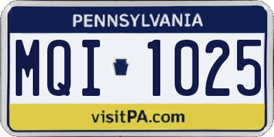 PA license plate MQI1025