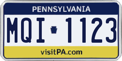 PA license plate MQI1123