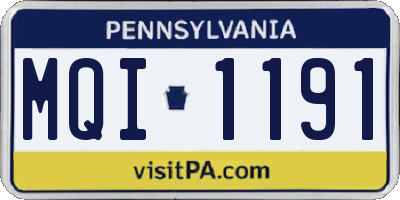 PA license plate MQI1191