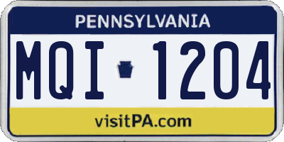 PA license plate MQI1204