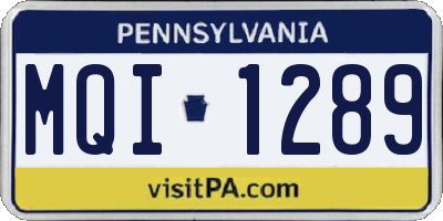 PA license plate MQI1289