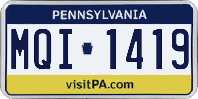 PA license plate MQI1419