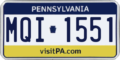 PA license plate MQI1551