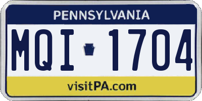 PA license plate MQI1704