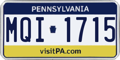 PA license plate MQI1715