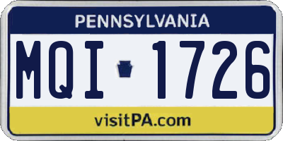 PA license plate MQI1726