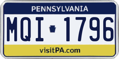 PA license plate MQI1796