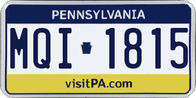 PA license plate MQI1815
