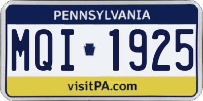 PA license plate MQI1925