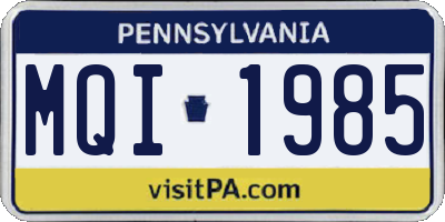 PA license plate MQI1985