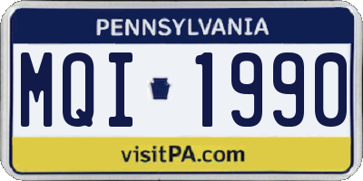 PA license plate MQI1990
