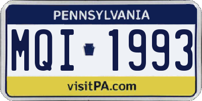 PA license plate MQI1993