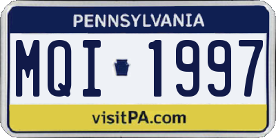 PA license plate MQI1997
