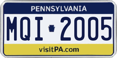 PA license plate MQI2005