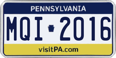 PA license plate MQI2016