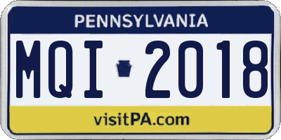 PA license plate MQI2018