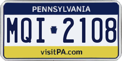 PA license plate MQI2108