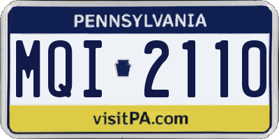 PA license plate MQI2110
