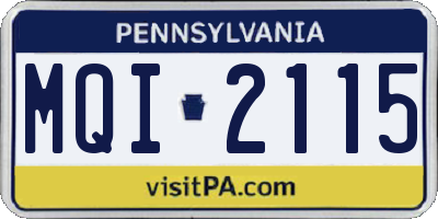 PA license plate MQI2115