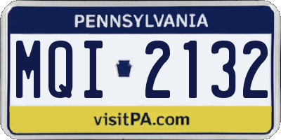 PA license plate MQI2132