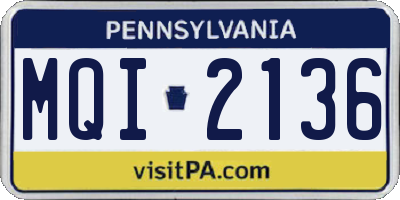 PA license plate MQI2136