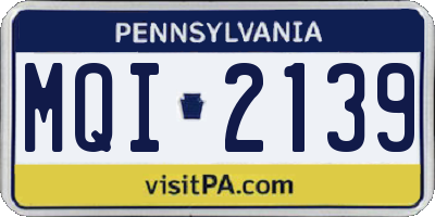 PA license plate MQI2139