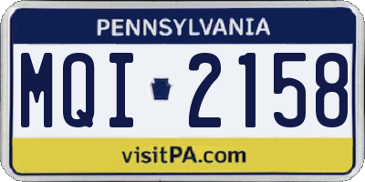PA license plate MQI2158