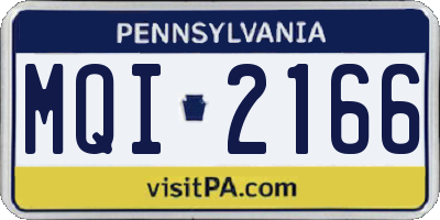 PA license plate MQI2166