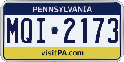 PA license plate MQI2173