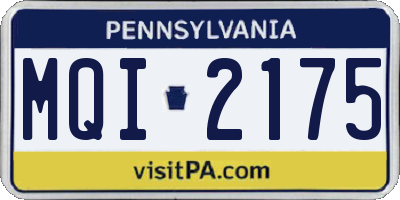 PA license plate MQI2175