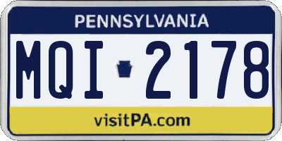 PA license plate MQI2178