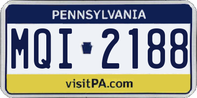 PA license plate MQI2188