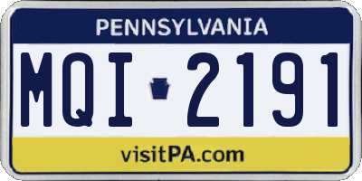 PA license plate MQI2191