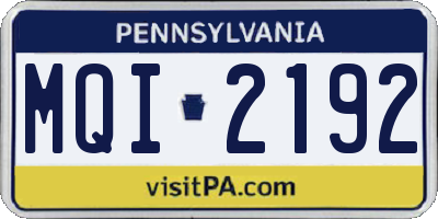 PA license plate MQI2192
