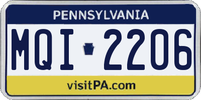 PA license plate MQI2206