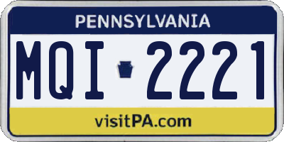 PA license plate MQI2221