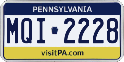 PA license plate MQI2228