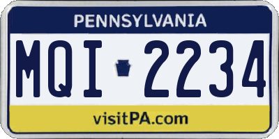 PA license plate MQI2234