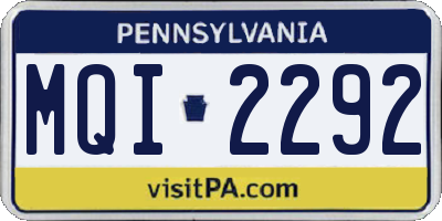 PA license plate MQI2292