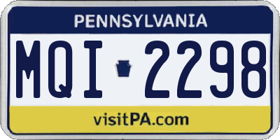 PA license plate MQI2298