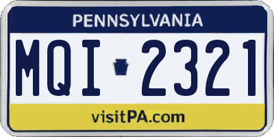 PA license plate MQI2321