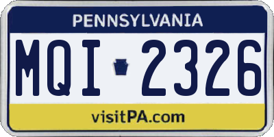 PA license plate MQI2326