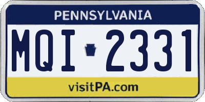 PA license plate MQI2331